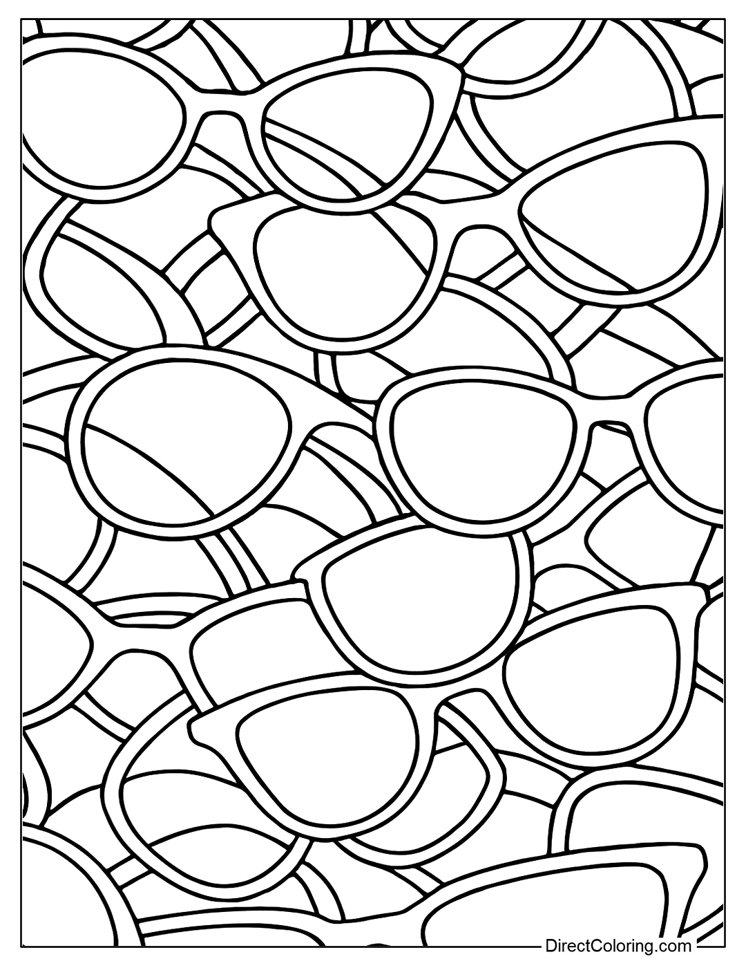 coloring page Abstract image created by many artistically layered sunglasses.